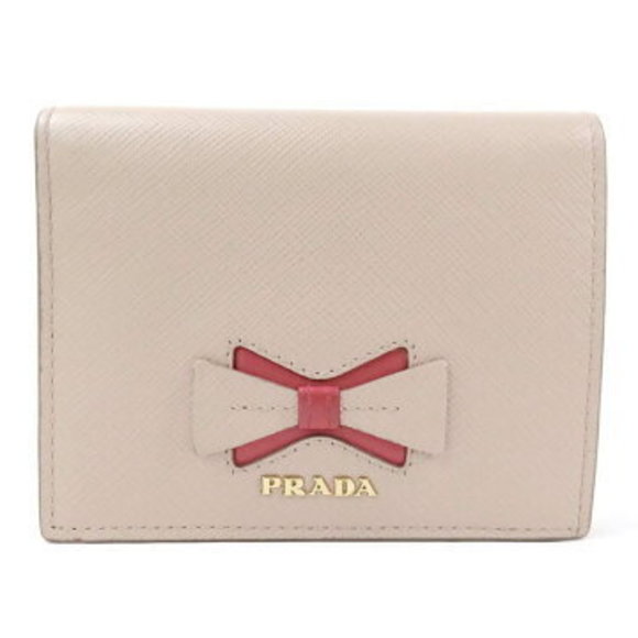 Prada Wallet Pink Beige Red Saffiano Leather - Picture 1 of 3